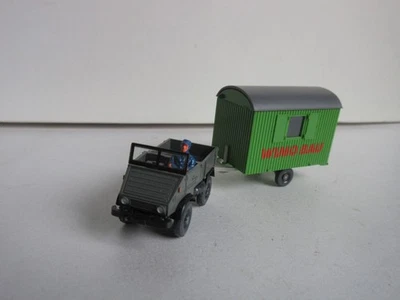 Wiking 1:87 Mercedes Unimog 411 offen mit Bauwagen WIMO BAU !!! - Bild 1 von 4