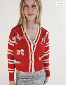 Suéter Feo Navidad Rojo Menta Niñas Grande (14) Nuevo con Etiquetas B9 - Imagen 1 de 9