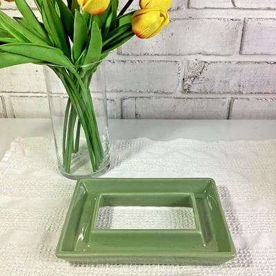 Green Ceramic Olive Dish Tray 2004 Boston Warehouse 8" x 5.5" - Image 1 of 4