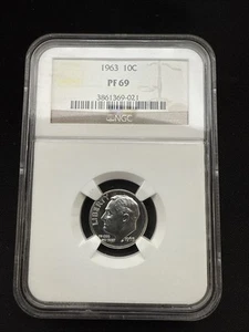 1963 90% Silver Roosevelt Dime 10-Cent NGC PF 69 - Picture 1 of 5