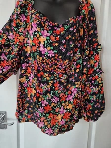 Vibrant Floral Evening Top Size 18 - Picture 1 of 5