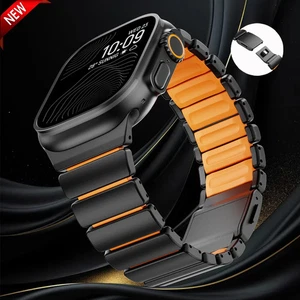 Correa de goma de acero inoxidable para Apple Watch Ultra 3 2 49 mm serie 11 10 46 mm 9 8 - Imagen 1 de 16