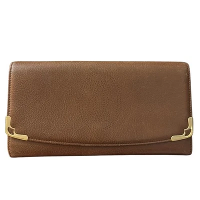 Cartera larga Cartier Marcello cuero marrón herrajes dorados para mujer Foto 1 de 4