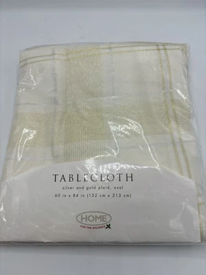 Mantel vintage a cuadros dorado plateado 60"x84" pulgadas HOME FOR THE HOLIDAY Foto 1 de 3