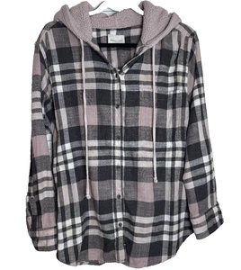 Camisa Chaqueta de Franela American Eagle XL Cuadros Sherpa Capucha Capas Otoño - Imagen 1 de 9