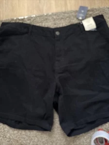 St. John's Bay Shorts Womens 20W Black Bermuda Cotton Stretch Flat Front Casual - Picture 1 of 5
