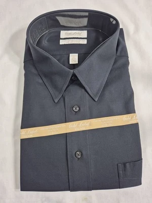 Roundtree & Yorke Men Dress Shirt Gold Label Black Slim Fit Size 18.5 38-39  (64 - Image 1 of 4