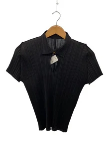 PLEATS PLEASE ISSEY MIYAKE Top Manga Corta Negro Poliéster Talla 3 #EK AIA - Imagen 1 de 6