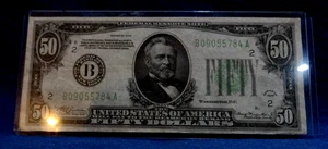 1934-"NEW YORK"-FEDERAL RESERVE NOTE-JULIENNE/MORGANTHAU SIGS.-LIGHT GREEN SEAL. - Picture 1 of 4