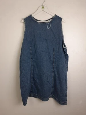 M&S Women's Dress Size 22 Regular Blue Denim Raw Hem Sleeveless Shift New - Image 1 of 4