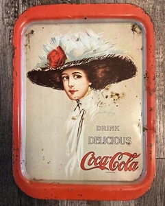 Vintage Style Coca-Cola Tin Tray Red & White  15”x10.5” Hanging Coke *Read - Picture 1 of 11