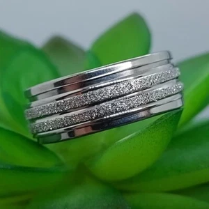 316L Stainless Steel Jewelry Bohemian Glitter Shiny Ring US Size 8.75 - Picture 1 of 3