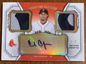 Carl CRAWFORD🔥2012 Topps Museum Signature Swatches Dual Patch AUTO 5/5 NM - Picture 1 of 3