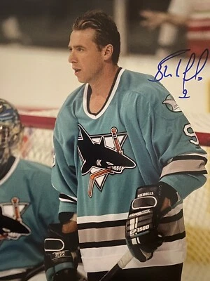 ¡Foto 8x10 firmada por Bernie Nicholls! NHL LEGEND! ¡FOTO de tiburones de San José! Con certificado de autenticidad Foto 1 de 2