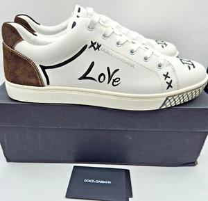 Dolce Gabbana Sleek White/Brown Leather Mens Sneakers EU44.5 US11.5 $625 - Picture 1 of 22