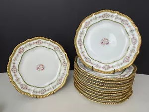Set of 11 Antique Porcelain 8.5" Lunch Plates ELITE L FRANCE LIMOGES FRANCE - Picture 1 of 6