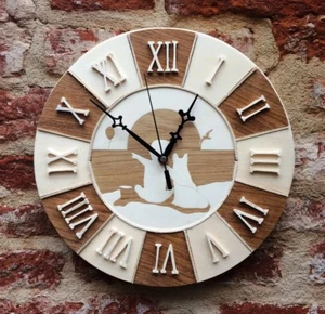 Orologio da parete, orologio in legno, orologio al quarzo, pastore tedesco, rega - Foto 1 di 7