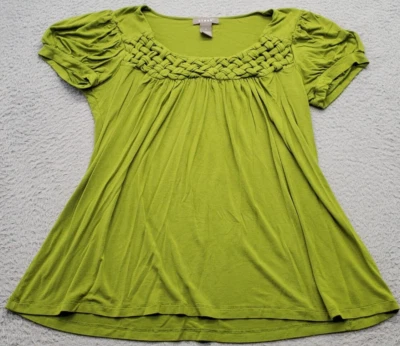 Blusa Kenar Top Feminina Grande Verde Decote Redondo Detalhe Cruzado Pulôver Plissado - Imagem 1 de 4