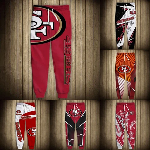 San Francisco 49ers Men's Sweatpants Loosen Fit Pants Football Gym Trousers Fans Cover