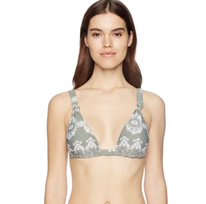 Guess Lace Printed Triangle Bikini Top Olive Medium $44 - Picture 1 of 5