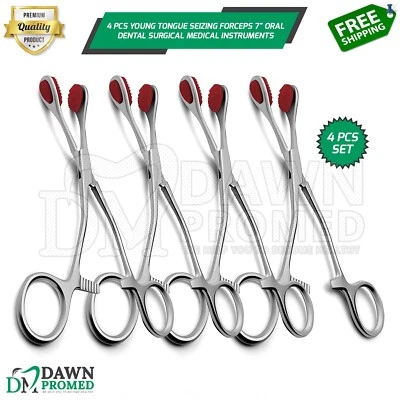 4 piezas pinzas para agarrar lengua joven 7" instrumentos médicos quirúrgicos dentales orales Foto 1 de 4