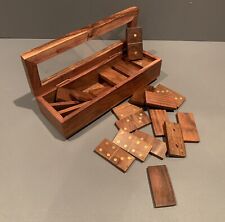 handcrafted hardwood brass inlay domino set