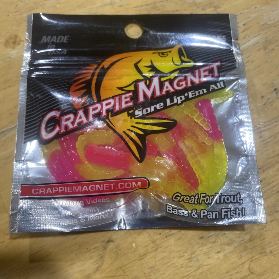Lot 4 Leland 87275 Crappie Magnet 15 Piece Red/chartruese Fish Soft Plastic