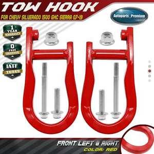 Pair (2) Red Tow Hooks for Chevy Silverado GMC Sierra 1500 2007-2019 84192871 - Picture 1 of 8