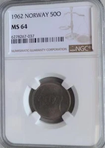 Norway 50 Ore 1962 NGC MS 64 - Picture 1 of 2