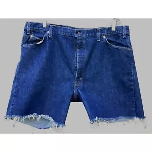 Levis 505 Cut Off Jeans Shorts Dark Wash Orange Label 46" Made in USA Jorts - Picture 1 of 3