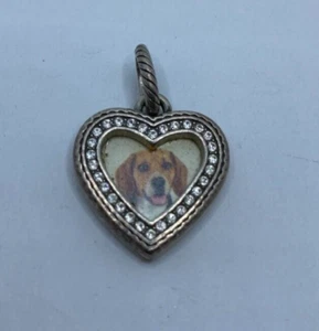 Brighton Memento Heart Silver Crystal Locket Photo Charm - Picture 1 of 4