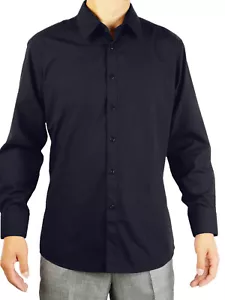 Giovanni Men's Black Convertible Cuff Dress Shirt - Picture 1 of 2