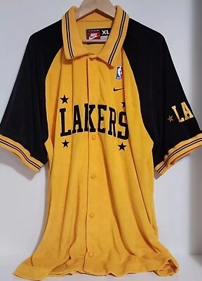Nike Authentic LA Lakers Rewind 57 Warm Up Shoot Shirt Snap Size XL Terrycloth - Image 1 of 4