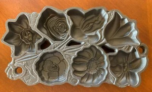 Molde de flores de hierro fundido John Wright de colección pan para magdalenas bandeja para hornear 1991 #2 EE. UU. - Imagen 1 de 14