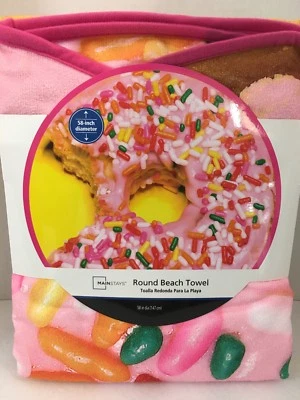 Manta toalla de playa redonda rosada donut donut piscina GRANDE 58 pulgadas Foto 1 de 3