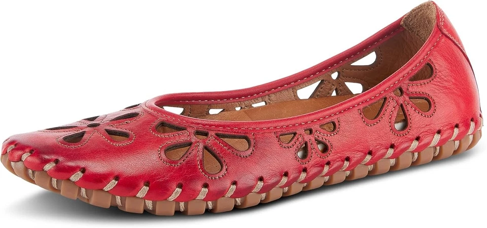 Spring Step Z5595* Red Leather Rayely Ballet Flat Shoes Size EU 39 US 8.5 M - Image 1 of 4
