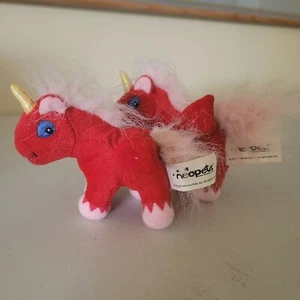 Two Red Uni Neopets Unicorns - good condition - both 2004 with tags - Picture 1 of 5