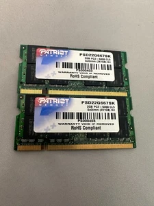 Patriot Memory PC2-5300 1 GB SO-DIMM 667 MHz DDR2 SDRAM Memory X 2 KIT - Picture 1 of 1