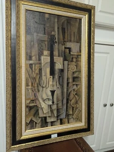 Cubist Oil Painting Violino Signed By Aram Koupetzian, Listed Artist - Picture 1 of 5