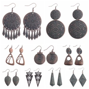 Women Bohemia Boho Irregular pattern Plated Red Copper Alloy Dangle Earrings - Picture 1 of 224