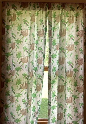 Cute Sloth Curtains 29x 66 Inches - Image 1 of 4
