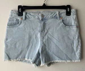 Cat and Jack Girls Denim Shorts Mid Rise Super Stretch Cut Off Size 14/16 XLarge - Picture 1 of 3