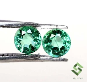 3.75 mm Certified Natural Emerald Round Cut 3 Quality Pair Untreated Loose Gems - Picture 1 of 13