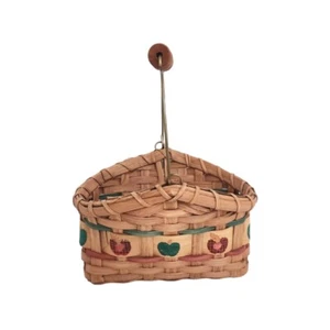 Vtg Woven Wicker Basket Rattan Wood Floral Country Display Boho Holiday Decor - Picture 1 of 15