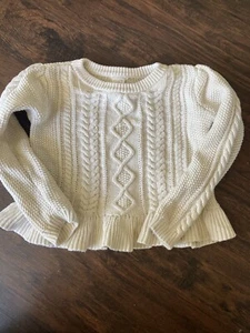 Gap Kids Cable Knit Ivory Peplum Sweater Size 4 - Picture 1 of 5