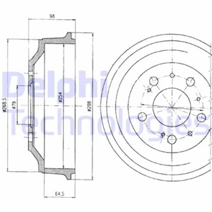 2x DELPHI Bremstrommel Trommeln Trommelbremse Hinten BF327 - Bild 1 von 1
