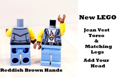 New LEGO African American Mechanic Costume Legs Torso Set Reddish Brown Hands - Image 1 of 2
