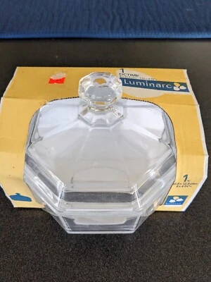 luminarc octime clear glass sugar bowl with a lid