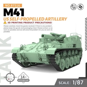 SSMODEL 1/87 HO Scale Railway Military Model Kit US M41 Self-propelled Artillery - Picture 1 of 4