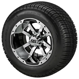(4) 205/50-10 Deli Low Profile Tires on 10x7 Black/Machined Storm Trooper Wheels - Picture 1 of 8